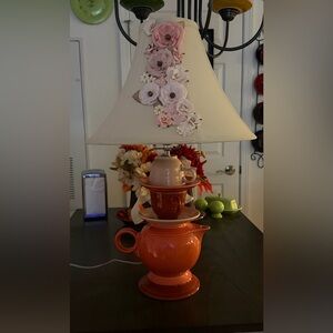 One of a kind, handmade Fiesta teapot lamp